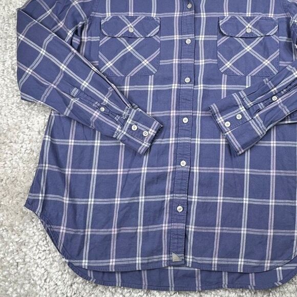 UnTuckit Lucia Blue Plaid Button Up Long Sleeve Shirt Boyfriend Fit - Picture 6 of 6